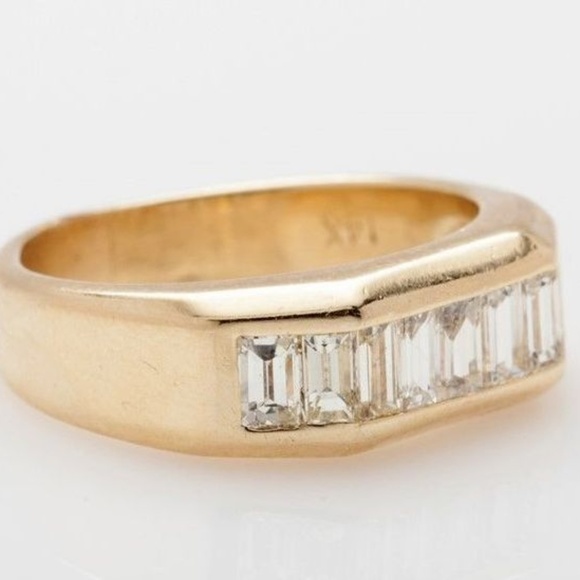 14k Gold Mans Band 3ct VS G Diamond Ring 10 grams - Picture 2 of 4